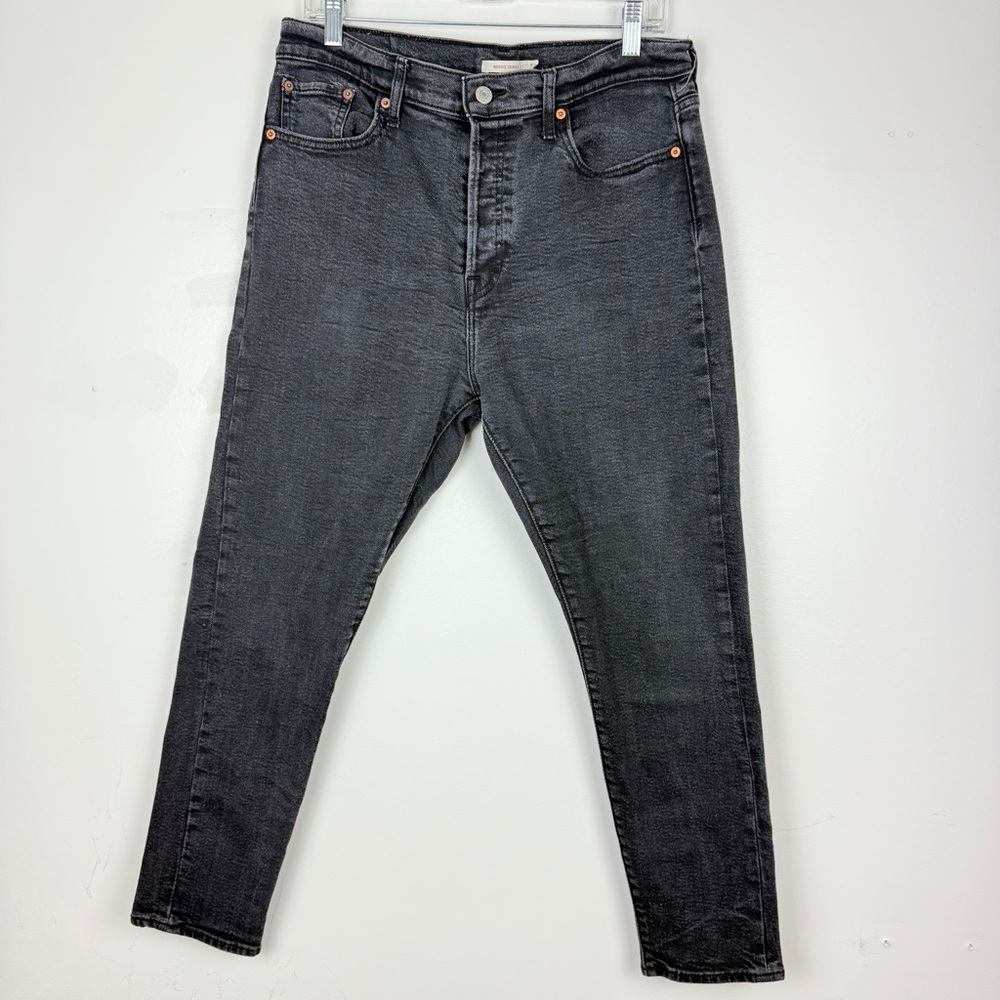 Levi’s Wedgie Skinny Jeans 32 High Rise Black Washed Mom Fit Vintage Button Fly